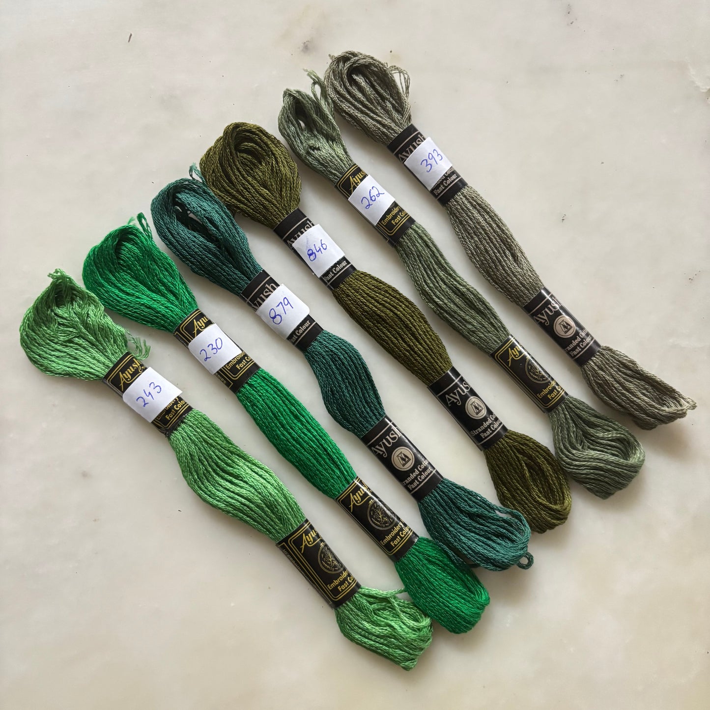 Embroidery Threads - Green Hues II